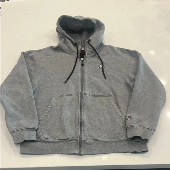 Jordan Gray Zip-Up Sweatshirt with Hood - Picture 1 of 6